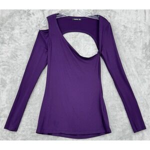 Patty Boutik Shirt Womens Medium Open Back Cutout Stretch Jersey Knit Bodycon